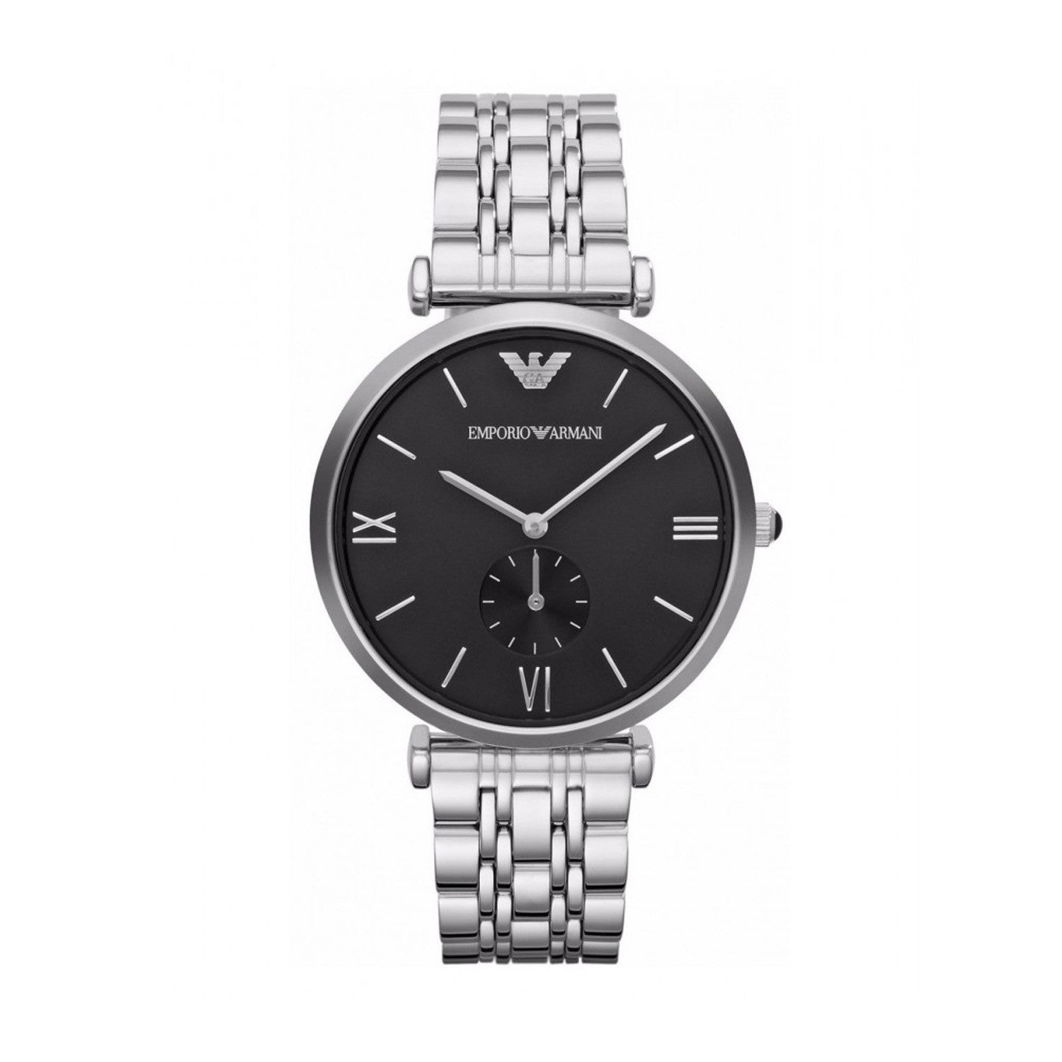  Shop Authentic Emporio Armani Retro Black Dial Silver Steel Strap Watch For Men - AR1676 - Luxxuri