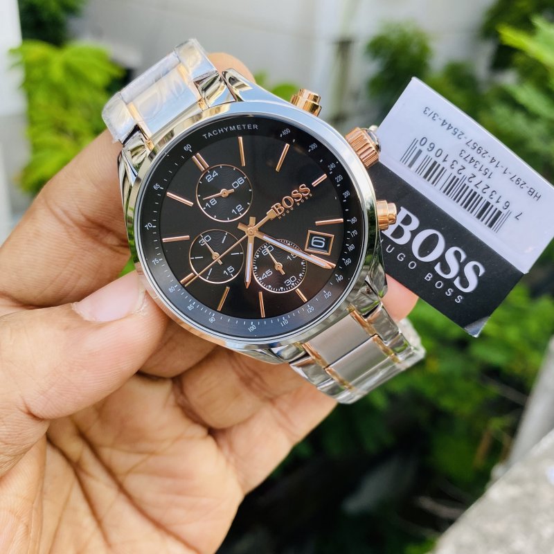  Shop Authentic Hugo Boss Grand Prix Black Dial Two Tone Steel Strap Watch for Men - 1513473 - Luxxuri