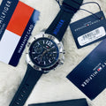  Shop Authentic Tommy Hilfiger Sport Multifunction Black Dial Black Rubber Strap Watch for Men - 1791143 - Luxxuri