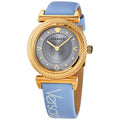  Shop Authentic Versace V-Motif Grey Dial Blue Leather Strap Watch for Women - VERE00318 - Luxxuri