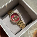  Shop Authentic Michael Kors Camille Analog Red Dial Gold Steel Strap Watch For Women - MK7196 - Luxxuri