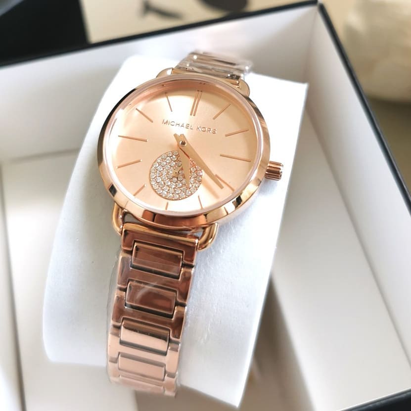  Shop Authentic Michael Kors Portia Analog Quartz Rose Gold Dial Rose Gold Steel Strap Watch For Women - MK3839 - Luxxuri
