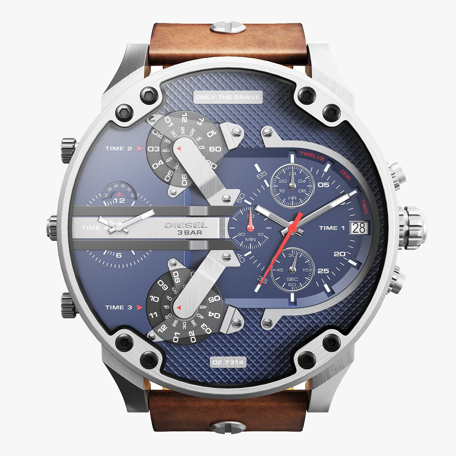  Shop Authentic Diesel Mr Daddy Blue Dial Brown Leather Strap Watch For Men - DZ7314 - Luxxuri