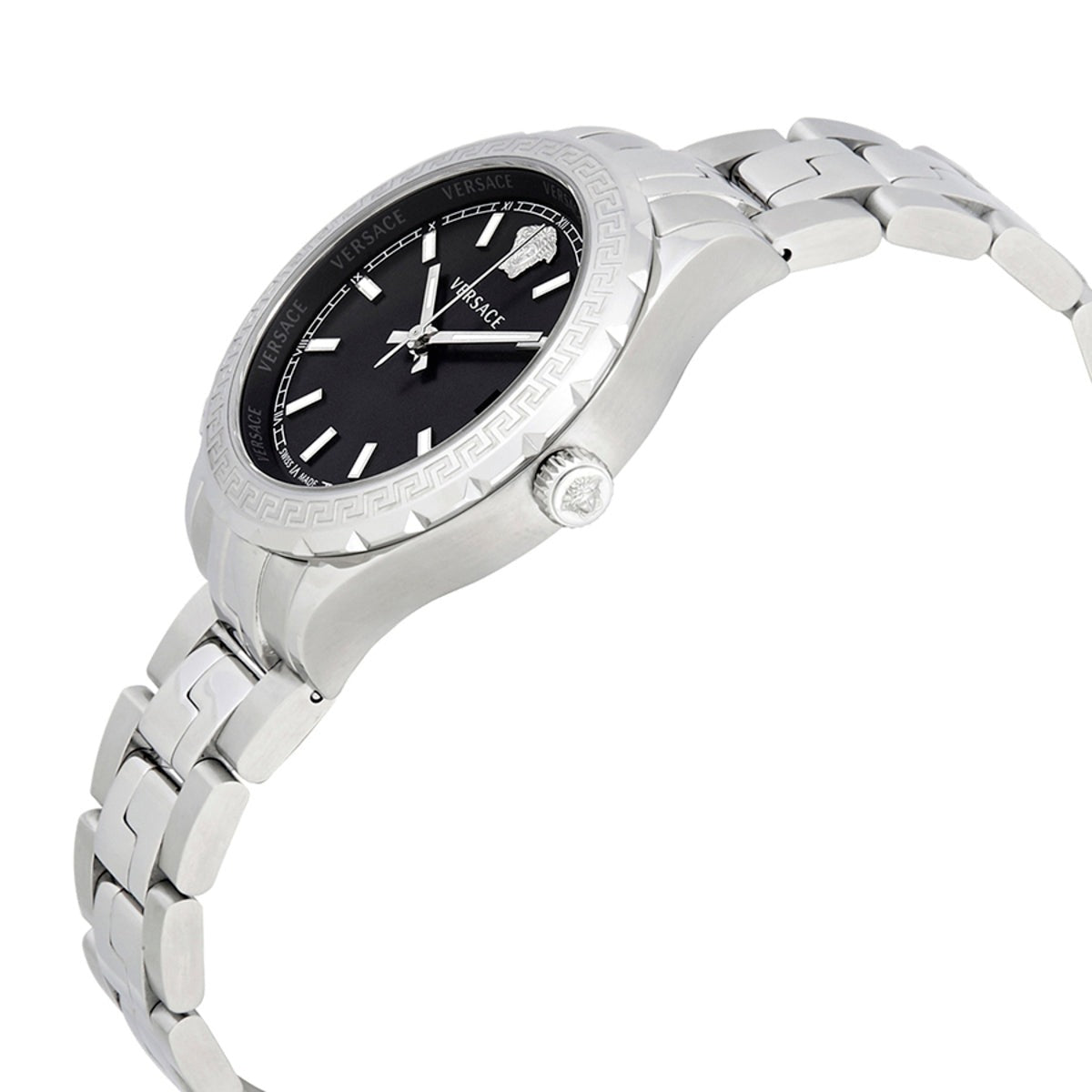  Shop Authentic Versace Hellenyium Black Dial Silver Steel Strap Watch for Women - V12020015 - Luxxuri