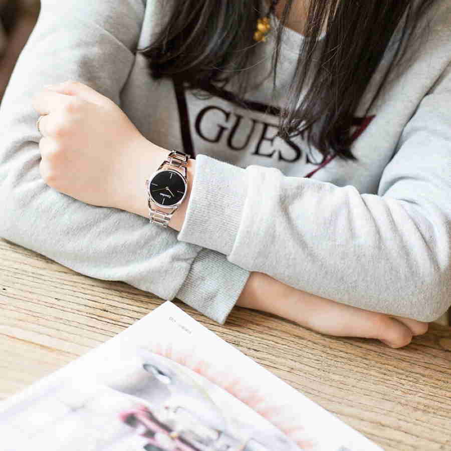  Shop Authentic Calvin Klein Dainty Black Dial Silver Steel Strap Watch for Women - K7L23141 - Luxxuri