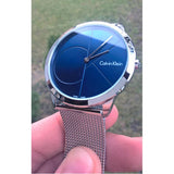  Shop Authentic Calvin Klein Minimal Blue Dial Silver Mesh Bracelet Watch for Men - K3M2112N - Luxxuri