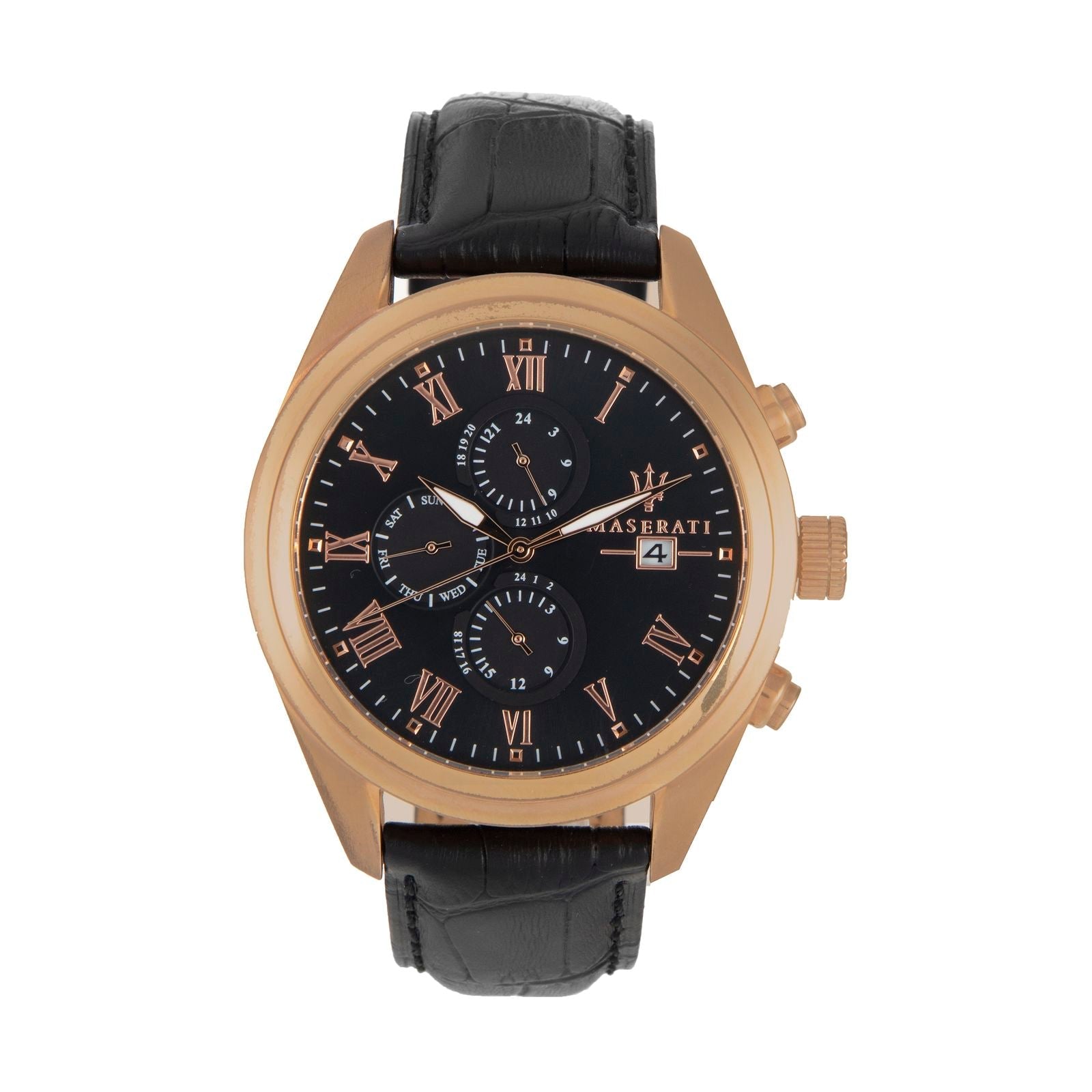  Shop Authentic Maserati Traguardo Chronograph Black Dial Black Leather Strap Watch For Men - R8871612002 - Luxxuri