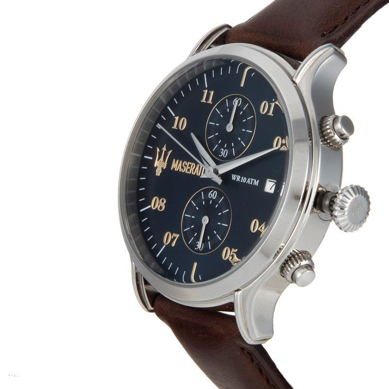  Shop Authentic Maserati Epoca Chronograph Blue Dial Brown Leather Strap Watch For Men - R8871618001 - Luxxuri