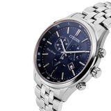  Shop Authentic Citizen Eco Drive Chronograph Blue Dial Silver Steel Strap Watch For Men - AT2140-55L - Luxxuri