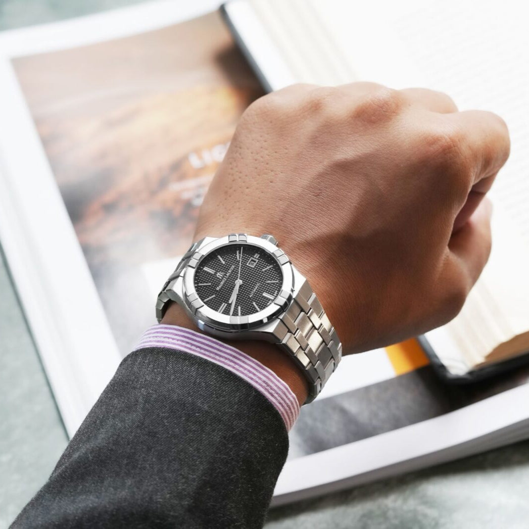  Shop Authentic Maurice Lacroix Aikon Automatic Black Dial Silver Steel Strap Watch For Men - AI6008-SS002-330-1 - Luxxuri