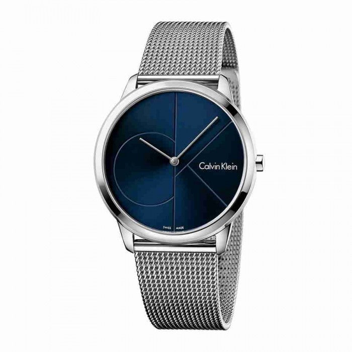  Shop Authentic Calvin Klein Minimal Blue Dial Silver Mesh Bracelet Watch for Men - K3M2112N - Luxxuri