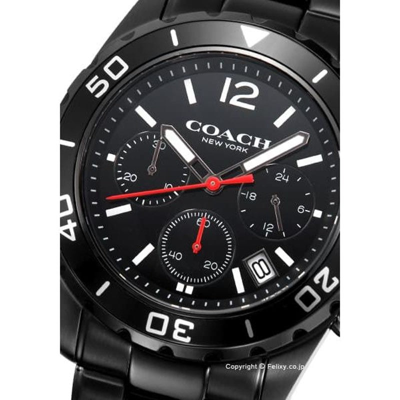 Coach Kent Chronograph Black Dial Black Steel Strap Watch for Men - 14602554