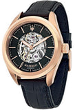  Shop Authentic Maserati Traguardo Automatic Black Skeleton Dial Black Leather Strap Watch For Men - R8821112001 - Luxxuri