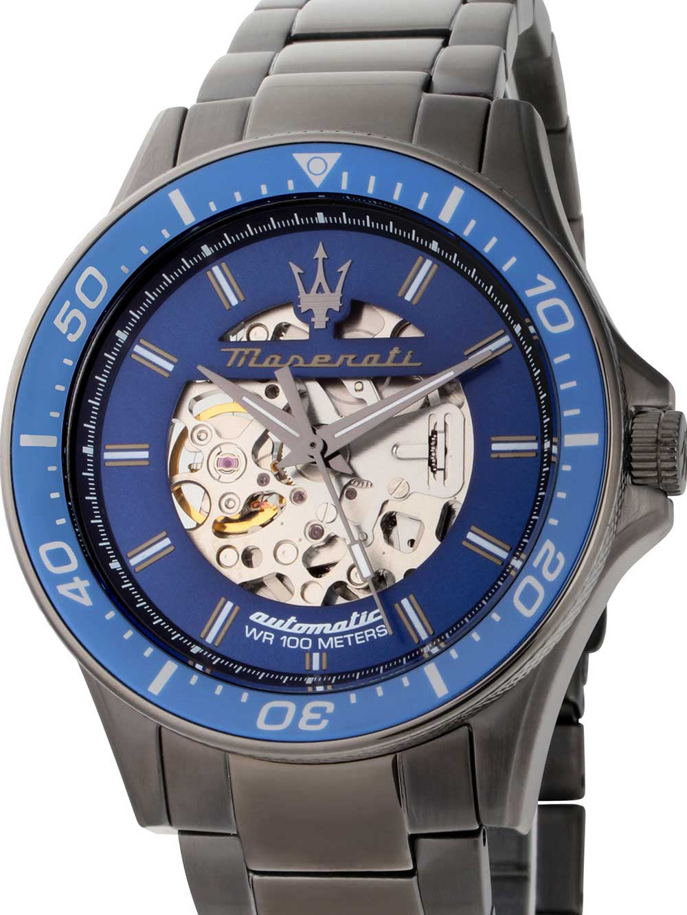 Maserati SFIDA Automatic Blue Dial Silver Steel Strap Watch For Men - R8823140001
