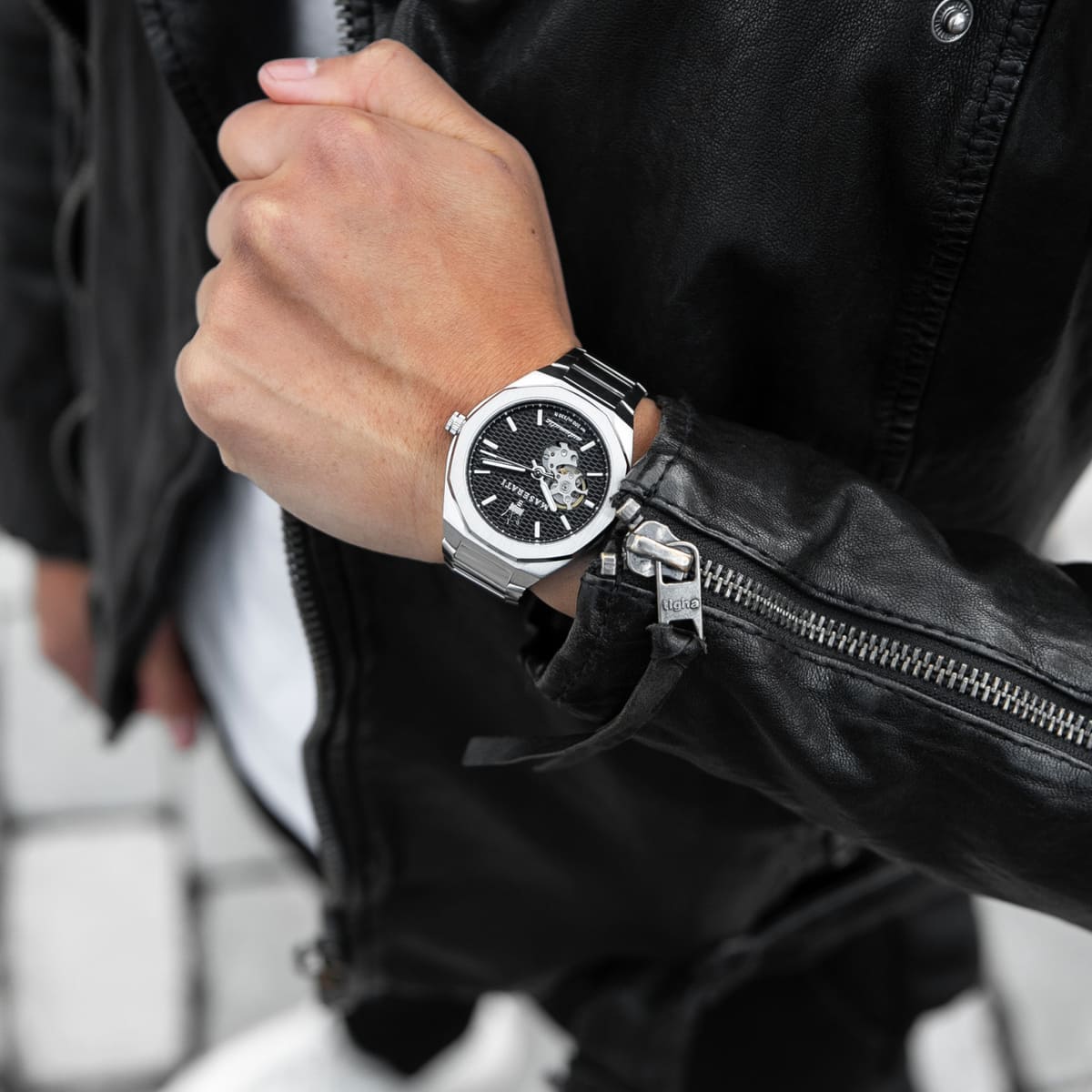  Shop Authentic Maserati Stile Skeleton Automatic Black Dial Silver Steel Strap Watch For Men - R8823142002 - Luxxuri