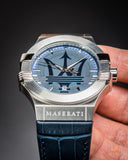  Shop Authentic Maserati Potenza Blue Dial Blue Leather Strap Watch For Men - R8851108015 - Luxxuri