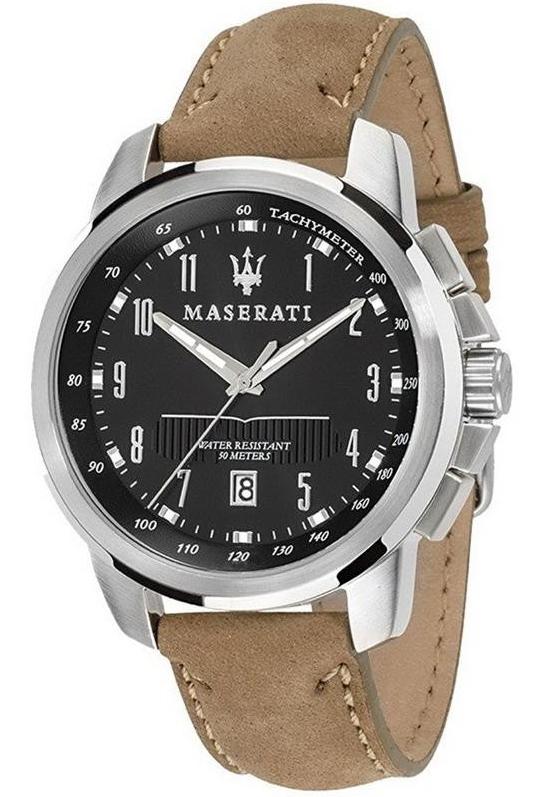  Shop Authentic Maserati Successo Black Dial Beige Leather Strap Watch For Men - R8851121004 - Luxxuri