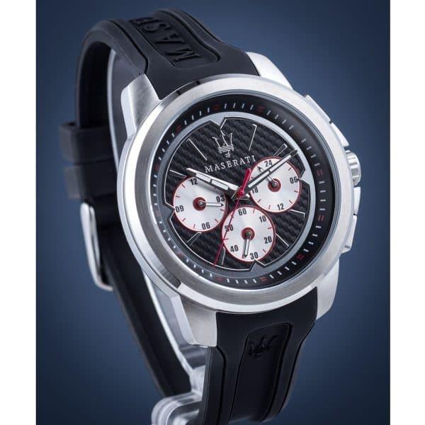  Shop Authentic Maserati SFIDA Chronograph Black Silver Dial Black Rubber Strap Watch For Men - R8851123001 - Luxxuri