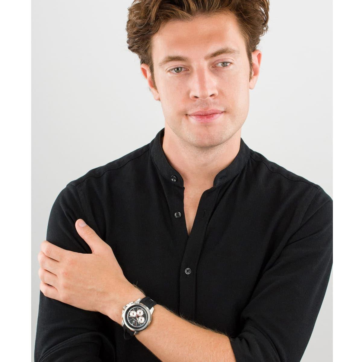  Shop Authentic Maserati SFIDA Chronograph Black Silver Dial Black Rubber Strap Watch For Men - R8851123001 - Luxxuri