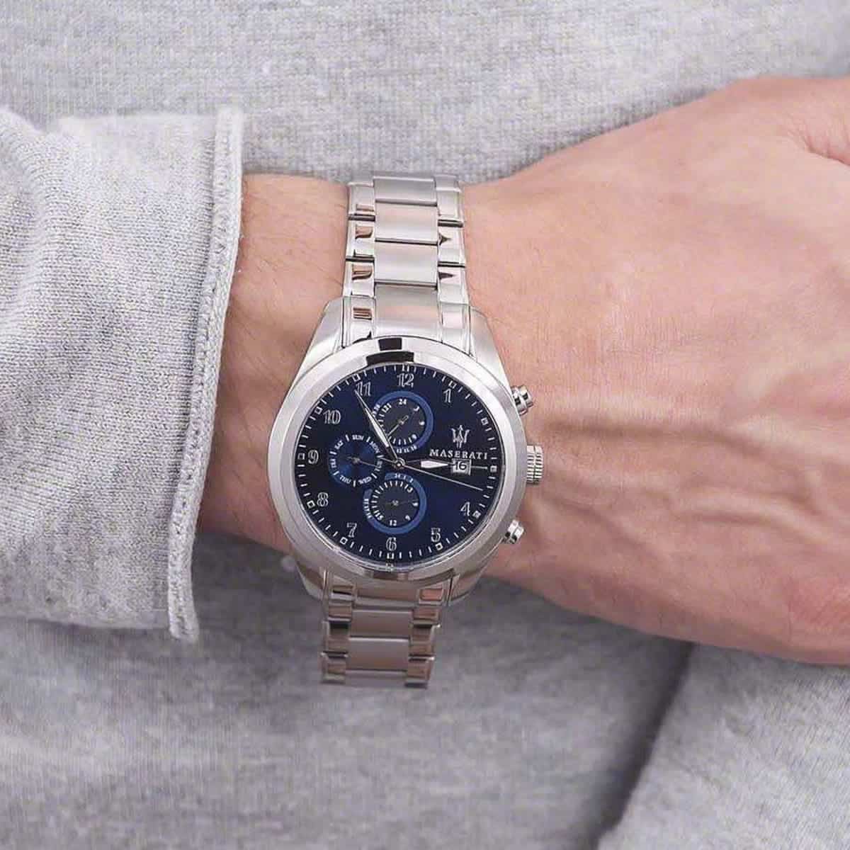  Shop Authentic Maserati Traguardo Blue Dial Silver Steel Strap Watch For Men - R8853112505 - Luxxuri