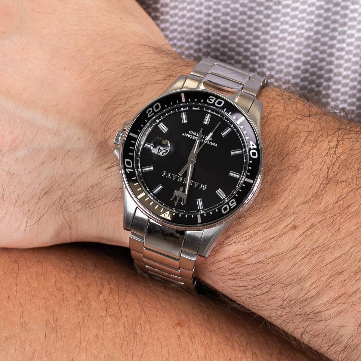  Shop Authentic Maserati SFIDA Quartz Black Dial Stainless Steel Watch For Men - R8853140002 - Luxxuri