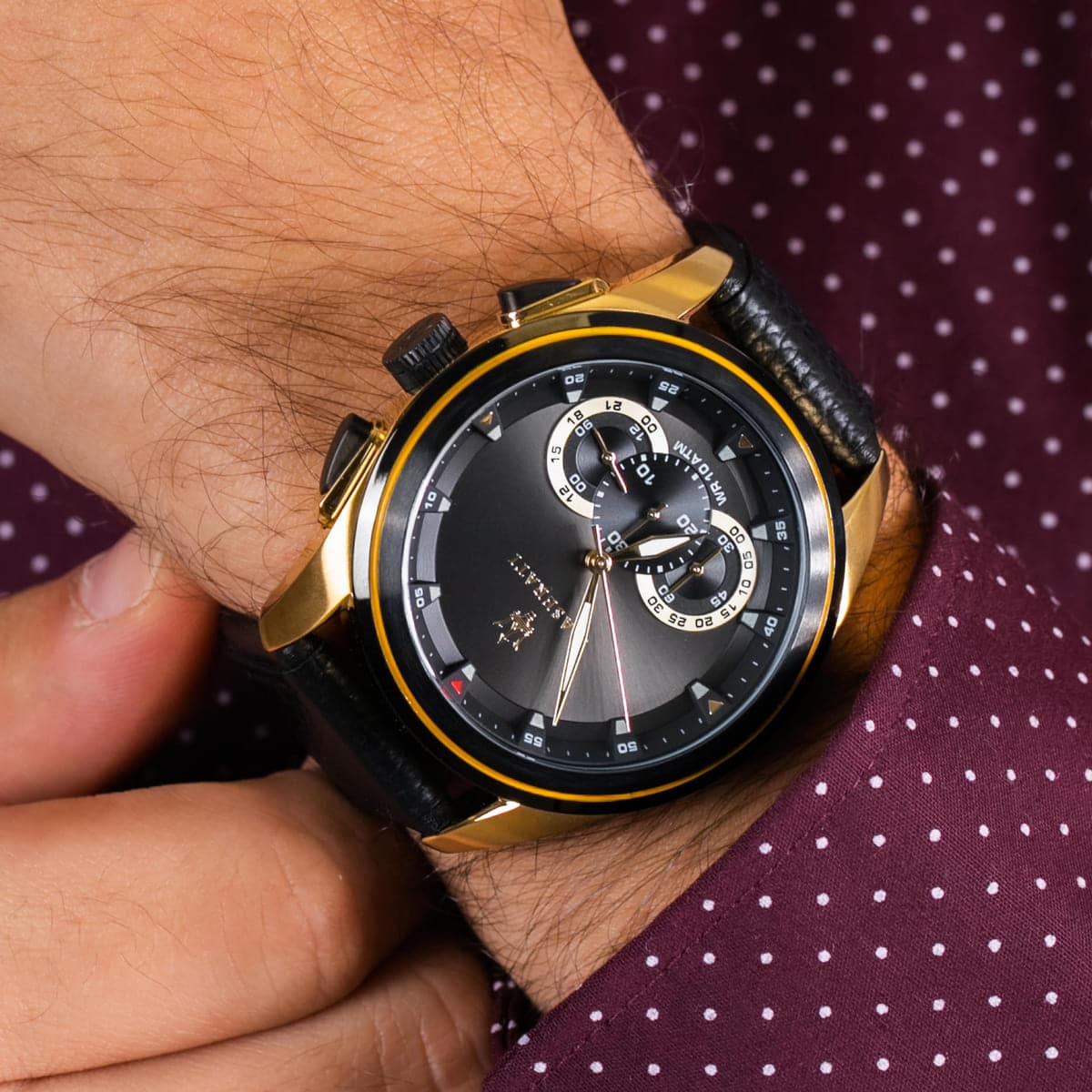  Shop Authentic Maserati Traguardo Chronograph Black Dial Black Leather Strap Watch For Men - R8871612033 - Luxxuri