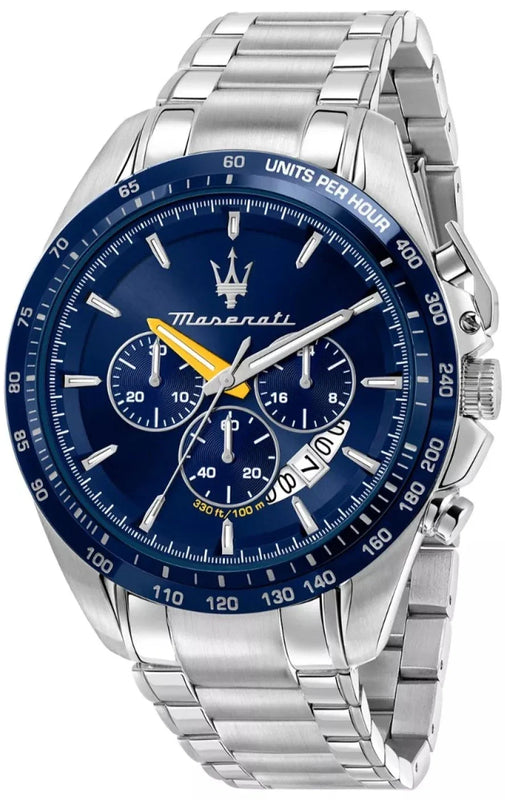  Shop Authentic Maserati Traguardo Chronograph Modena Edition Blue Dial Silver Steel Strap Watch For Men - R8871612039 - Luxxuri