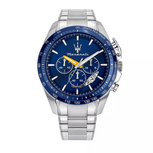  Shop Authentic Maserati Traguardo Chronograph Modena Edition Blue Dial Silver Steel Strap Watch For Men - R8871612039 - Luxxuri
