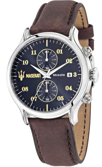  Shop Authentic Maserati Epoca Chronograph Blue Dial Brown Leather Strap Watch For Men - R8871618001 - Luxxuri