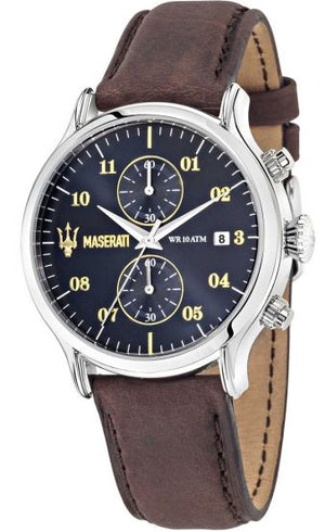  Shop Authentic Maserati Epoca Chronograph Blue Dial Brown Leather Strap Watch For Men - R8871618001 - Luxxuri