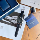  Shop Authentic Maserati Ingegno Chronograph Black Dial Black Leather Strap Watch For Men - R8871619004 - Luxxuri