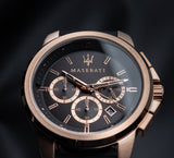 Shop Authentic Maserati Successo 44mm Black Rose Gold Dial Black Rubber Strap Watch For Men - R8871621012 - Luxxuri
