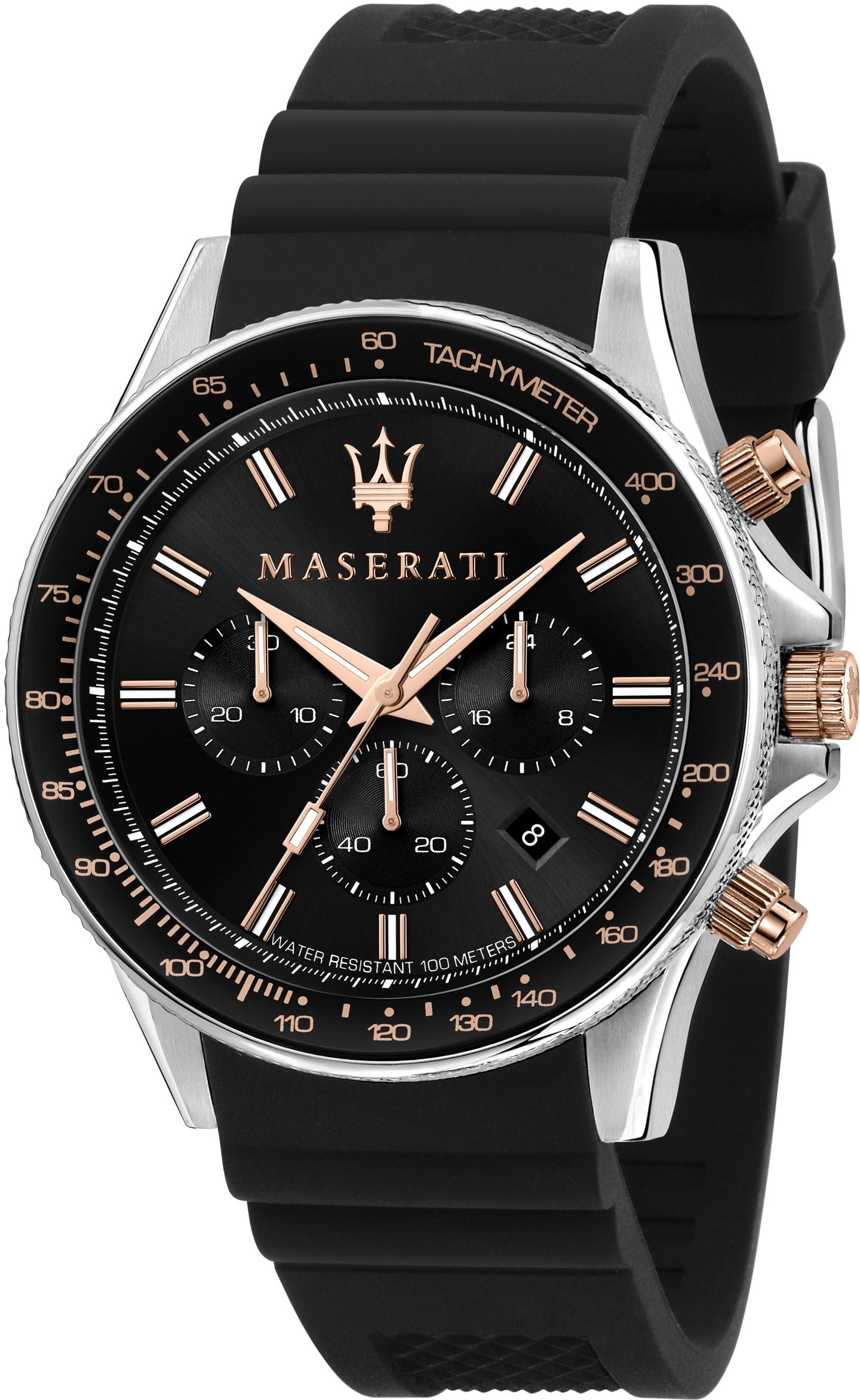 Maserati SFIDA 44mm Black Silicon Chronograph Watch For Men - R8871640002