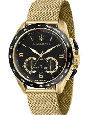  Shop Authentic Maserati Traguardo 45mm Quartz Gold Black Dial Watch For Men - R8873612010 - Luxxuri
