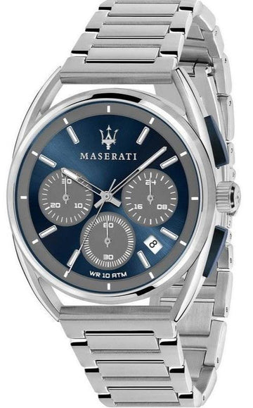 Shop Authentic Maserati Trimarano Chronograph Blue Dial Silver Steel Strap Watch For Men - R8873632004 - Luxxuri