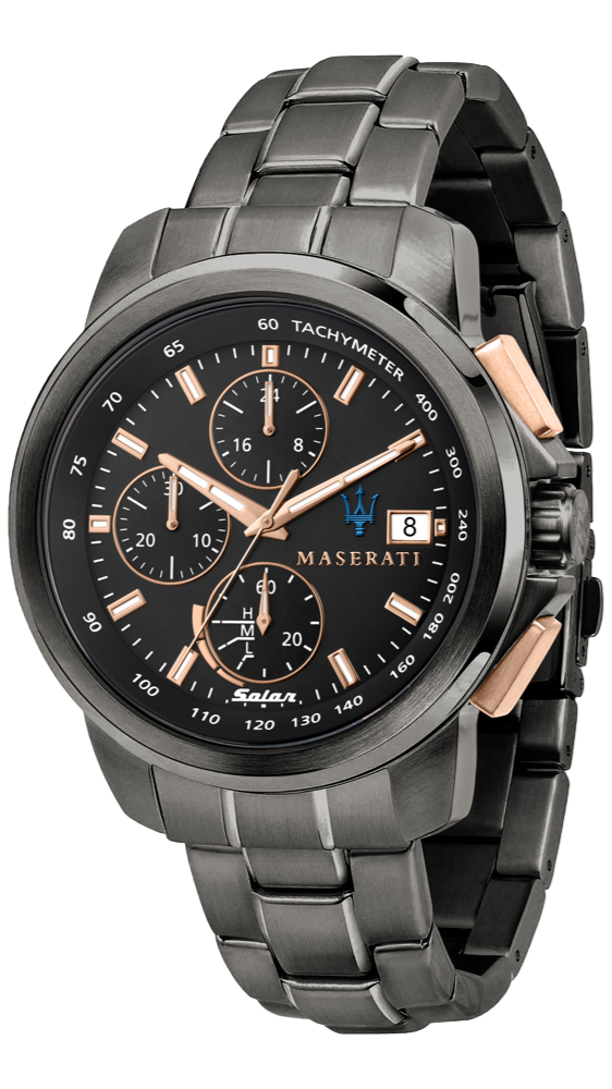  Shop Authentic Maserati Successo Solar Black Dial Grey Steel Strap Watch For Men - R8873645001 - Luxxuri