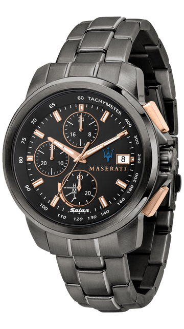  Shop Authentic Maserati Successo Solar Black Dial Grey Steel Strap Watch For Men - R8873645001 - Luxxuri