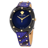  Shop Authentic Versace Shadov Quartz Black Dial Blue Leather Strap Watch for Men - VEBM00418 - Luxxuri