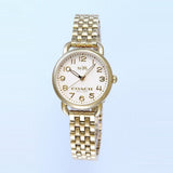 Coach Delancey White Dial Gold Steel Strap Watch for Women - 14502241