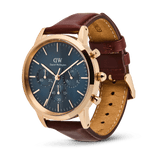  Shop Authentic Daniel Wellington Iconic Chronograph Blue Dial Brown Leather Strap Watch For Men - DW00100639 - Luxxuri