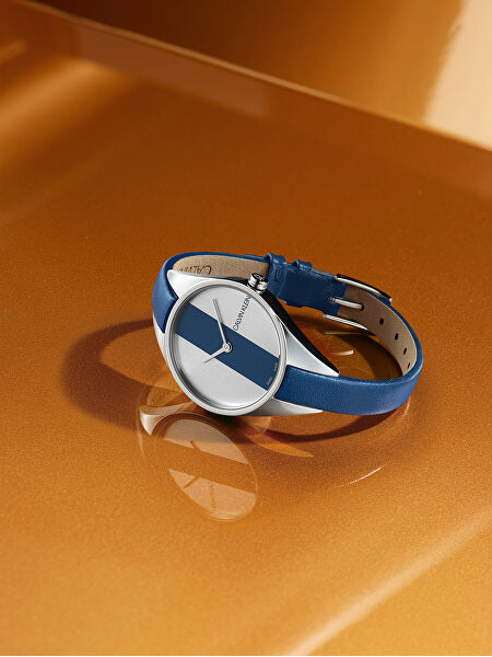  Shop Authentic Calvin Klein Rebel Blue Silver Dial Blue Leather Strap Watch for Women - K8P231V6 - Luxxuri