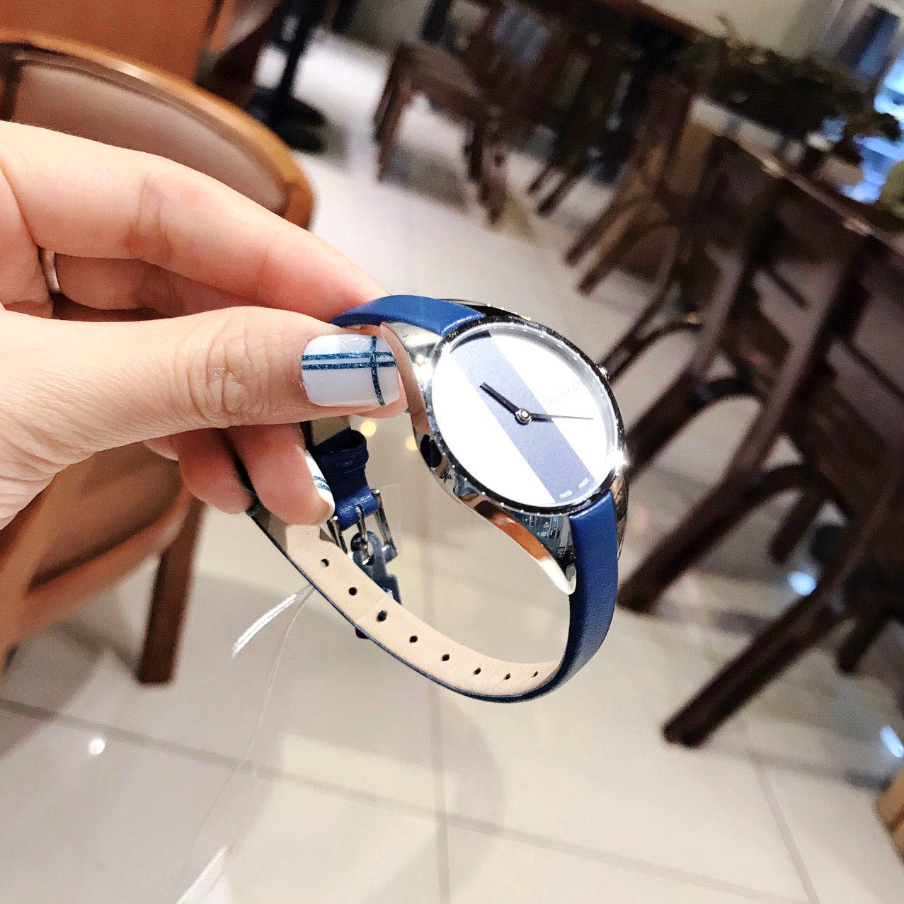  Shop Authentic Calvin Klein Rebel Blue Silver Dial Blue Leather Strap Watch for Women - K8P231V6 - Luxxuri