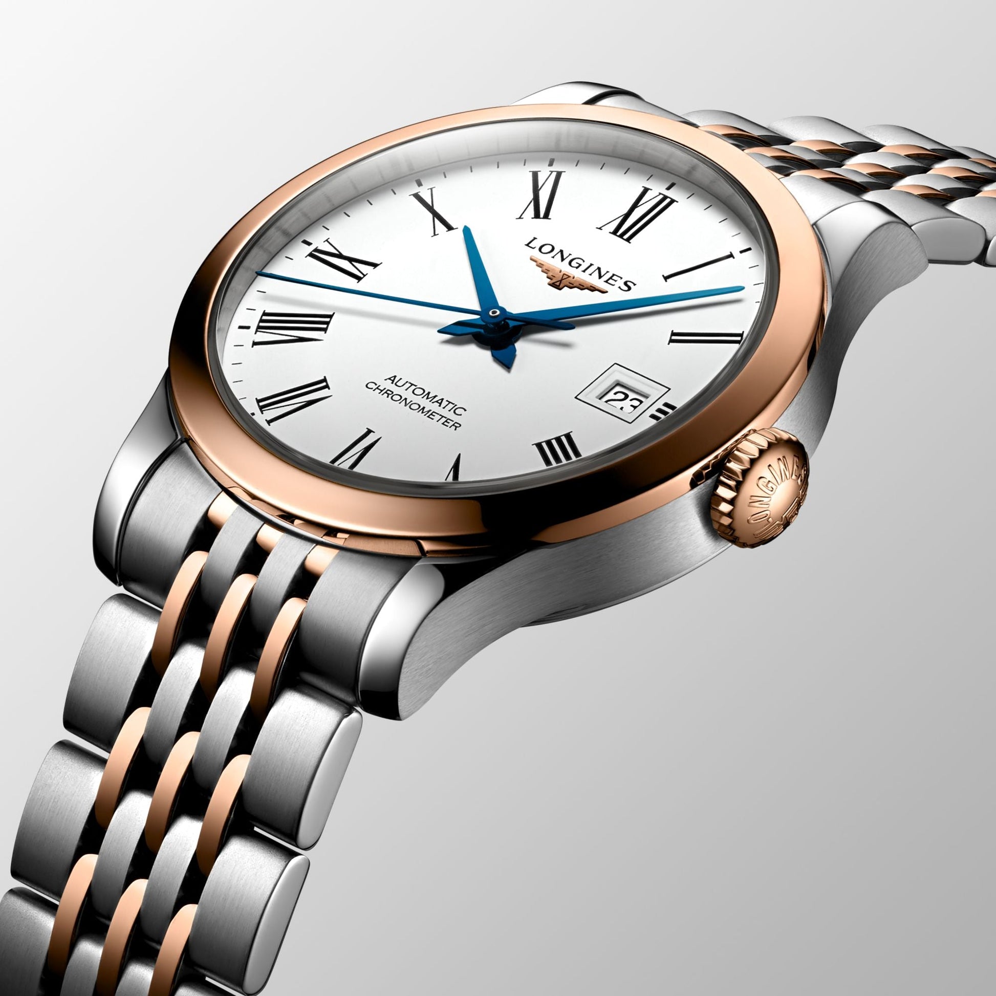  Shop Authentic Longines Record Automatic 18K Pink Gold Watch for Men - L2.821.5.11.7 - Luxxuri