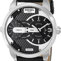  Shop Authentic Diesel Mini Daddy Black Silver Dial Black Leather Strap Watch For Men - DZ7307 - Luxxuri