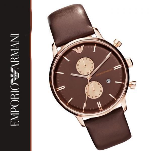  Shop Authentic Emporio Armani Classic Chronograph Brown Dial Brown Leather Strap Watch For Men - AR0387 - Luxxuri