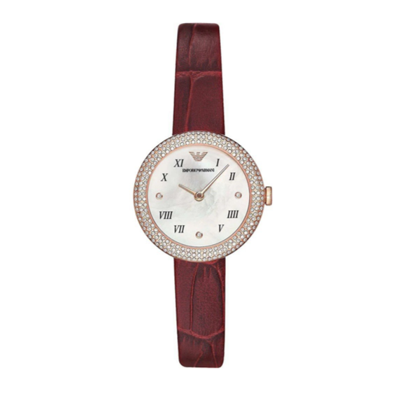  Shop Authentic Emporio Armani Rosa Two Hand White Dial Red Leather Strap Watch For Women - AR11357 - Luxxuri