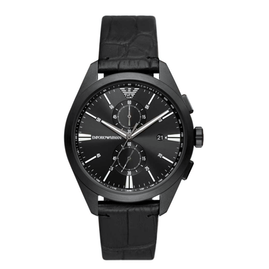  Shop Authentic Emporio Armani Claudio Chronograph Black Dial Black Leather Strap Watch For Men - AR11483 - Luxxuri