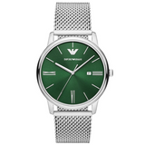  Shop Authentic Emporio Armani Minimalist Quartz Green Dial Silver Mesh Bracelet Watch For Men - AR11578 - Luxxuri