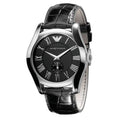  Shop Authentic Emporio Armani Valente Black Dial Black Leather Strap Watch For Men - AR0643 - Luxxuri