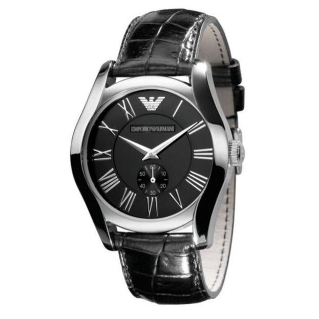  Shop Authentic Emporio Armani Valente Black Dial Black Leather Strap Watch For Men - AR0643 - Luxxuri